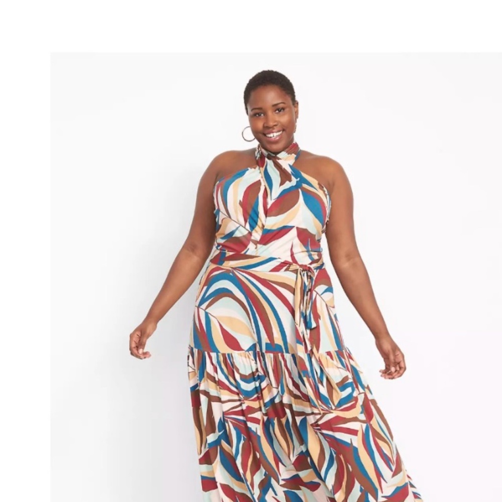 Lane Bryant Multicolor Halter Maxi Dress